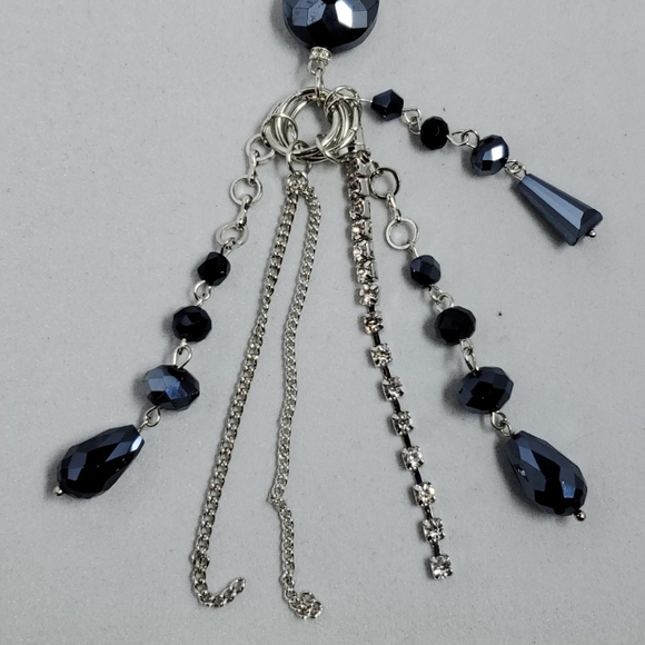 I.N.C. silver hematite chain necklace with rhinestone - Picture 3 of 5
